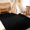 Vasofe Black Area Rugs for Living Room Bedroom, 4x6 Modern Thickened Memory-Foam Throw Carpet, Super Soft Kids Boys Girls Rug, Non-Slip Washable Carpets for Dorm Nursery Classroom Office Decor