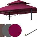 EasyLee 8'x5' Grill Gazebo Canopy Cover - Waterproof Replacement Top with T-Hook,Burgundy