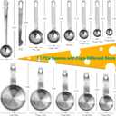 Measuring Cups and Spoons Set of 13, Stainless Steel 5 Nesting Measure Cups Set & 6 Measuring Spoons Set & 1 Leveler +1 Spoon Clip - Kitchen Baking Tools for Cooking.