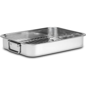 Stainless Steel Turkey Roasting Pan with Rack & Handles, Heavy Duty FoodSafe Turkey Pan Dishwasher Safe, Perfect for Cooking Turkey and Steak for Thanksgiving and Christmas (Extra Size)