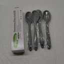 Silicone Spoon, Nonstick Kitchen Silicone Slotted Solid Spoons for Cooking Dishwasher Safe for Nonstick Cookware, Heat Resistant Grey Silicone Serving Spoon BPA Free for Mixing Stirring (4Pack)