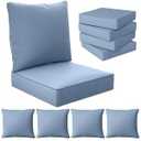 24" x 24" x 6" Outdoor Deep Seat Cushions Set - 4 Set Waterproof & Fade Resistant Patio Furniture Replacement Cushions, Non-Slip Outdoor Cushions Fit Loveseats, Couches, Chairs, and Sofas, Blue Gr