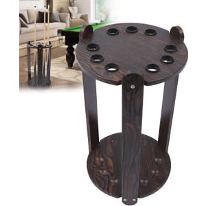 LYNICESHOP Pool Stick Holder Floor Stand, 9-Hole Billiard Rack, Wooden Billiard Cue Stand, For storing pool cues, fishing rods, golf clubs (9 HOLES ROUND)