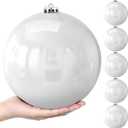 Zubebe 6 Pcs 8" Extra Large Outdoors Christmas Balls Ornaments Jumbo Oversized Christmas Tree Decorations Giant Hanging Xmas Plastic Balls Ornaments for Lawn Yard Decoration (White)