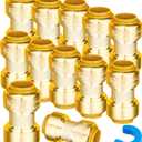 WHK 12 Pack 1/2" Push-to-Connect Plumbing Fittings,Straight Push Fittings 1/2 Pushfit Coupling Kit with Disconnect Clip,Brass Push Fit Connector for Copper, PEX, CPVC Pipe(