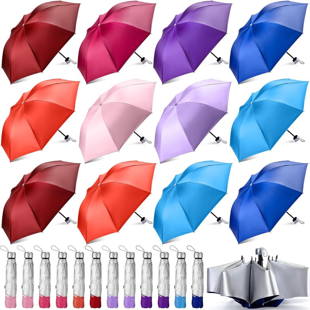 Silkfly 36 Pack Bulk Umbrellas Folding Windproof Compact Umbrella for Rain Sun Colorful Portable Mini Travel Umbrella Pack for Women Men Teens