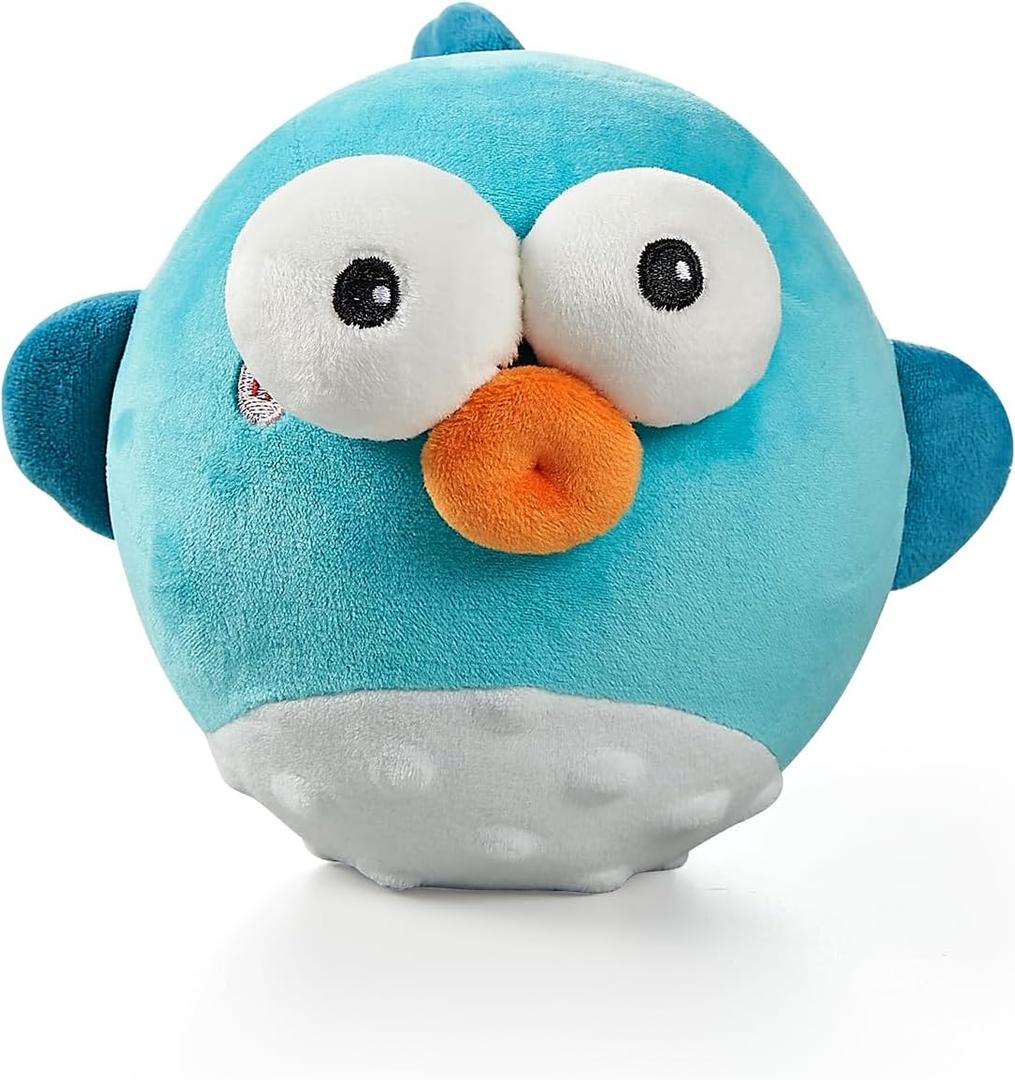 VOXGET Interactive Dog Toy Ball, Rechargeable Jumping Plush Toy with Motion Activation for Small Large Dogs, Squeaky Moving Bouncing Ball for Pets Keep Busy Reduce Boredom, No Loud Music (Puffer) (Blue)