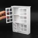 Dollhouse Furniture 1/12 Miniature Display Shelf Bookshelf Storage Cabinet for Living Room Kitchen Room (White)