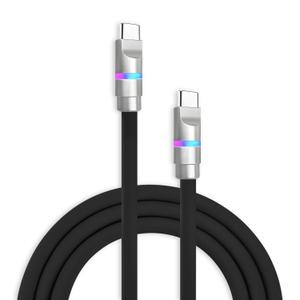 chubbycable Neon Chubby - Fast Charge Cable with Smart Light RGB Color Gradual Light Up 100W Charging Cord LED USB C Cable Compatible with iPhone 17-15 Series, Black, Type-C to Type-C, 3.3 FT