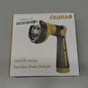 FANHAO Garden Hose Nozzle Heavy Duty, 100% Metal Water Hose Sprayer with 8 Spray Patterns, High Pressure Spray Nozzle Thumb Control On Off Valve for Outdoor Lawn & Plant Watering, Car & Pet Washing (Yellow)