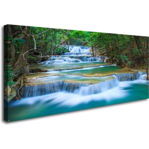 DZL Art S75275 Canvas Prints Wall Art Forest Waterfall Landscape Forest Scenery Painting Nature Wilderness Photography for Living Room Bedroom Bathroom Home Office Decor (60L" x 30W")