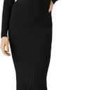 Forever 21 Women's Midi Dress & Shrug Sweater Set (Medium, Black)