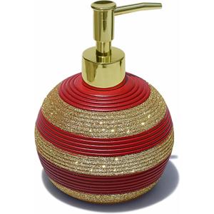 LUANT Bathroom Resin Lotion Soap Dispenser Pump- Perfect for Kitchen Countertops, Decorated for Chrismas, Red and Gold