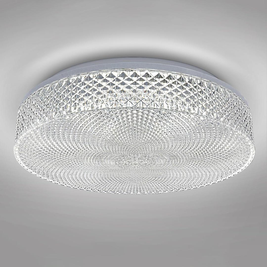 OOWOLF Flush Mount LED Ceiling Light Fixture, 2700K-6500K Super Bright 36W 3600LM 13.78 Inch Dimmable Warm/White Light Kitchen Light Modern Ceiling Lamp for Bedroom Bathroom, Chandeliers with Remote