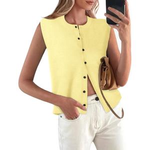 Sweater Vest Women Crewneck Button Down Tank Tops Sleeveless Knit Cardigan Crop Tops 2025 Fashion Outfits (X-Large, Yellow) Sweater Vest Women Crewneck Button Down Tank Tops Sleeveless Knit Cardigan Crop Tops 2025 Fashion Outfits (X-Large, Yellow)