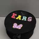 Chenille Letter Bow Mouse Ears Travel Case,Large Round Tiara Tote Storage Box,Headband Ears Display Storage Box with Shoulder Straps for Hairband,Tiara and Hair Accessories Storage Travel Picnic Park