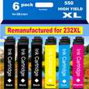 PayForLess Remanufactured for 232XL Ink Cartridges Combo Pack for 232 XL for Epson XP-4200 XP-4205 Workforce WF-2930 WF-2950 Printer 6 Pack 3 Black 1 Cyan 1 Magenta 1 Yellow