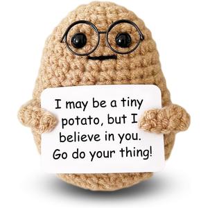 3 x Inspirational Crochet Potato Funny Gifts with Positive Words for Friends Women, Emotional Support Potato, Uplifting College Graduation Gifts, Parties, Christmas Decoration
