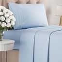 Twin Size 3 Piece Sheet Set - Comfy Breathable & Cooling Bed Sheets Set - Hotel Luxury Bedding for Women, Men, Kids, Teens, Boys & Girls - Deep Pockets, Ultra-Soft, Wrinkle Free - Oeko-Tex - Sky Blue