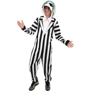 Bioworld Beetlejuice Betelgeuse Men's Hooded Onesie Costume Union Suit (Medium)