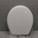 Mayfair Bennett Toilet Seat with Chrome Hinges, Slow Close Wood Seat, Secure Metal Hinges, Easy Install, Made in USA, Round, White