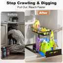 REALINN Under Sink Organizer, L-Shaped 2 Tier Pull Out Cabinet Organizer for Kitchen and Bathroom, Slide Out Under Cabinet Storage, Metal Under Sink Storage with Sliding Drawer, 50 lbs, Black 2 Pack