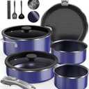 Pro DUXANO 12PC Nonstick Pots and Pans Set&Hybrid 3-Ply Stainless Steel Skillet, High Heat Sear&Fry, 2-Layer Ceramic Induction Cookware, 9H Scratch-Resistant&Anti-Warp,PFAS Free,All Cooktop/Dishwasher