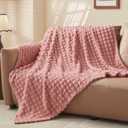 BEDELITE Dusty Pink Throw Blanket for Couch - Super Soft Lightweight 3D Checkered Fluffy Fuzzy Fleece Blanket, Luxurious Plush Cozy Blanket for Room Home Decor, 50x60 inches