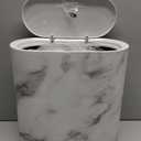 Bathroom Accessories Set, 9-Piece Marble White Bathroom Set, White Bathroom Accessories with Slim Trash Can, Soap Dispenser, Toilet Brush, Toothbrush Set, Qtip Holders