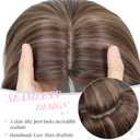 Molefi Hair Toppers for Women with Thinning Hair,18 Inch Long Layered Toppers, Add Volume Synthetic Wiglets Pieces For Women 6.5"x6.5"Large Base for Daily Use (Brown with Ash Brown Highlights)
