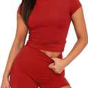 SAMPEEL Womens Two Piece Lounge Sets Casual Summer Outfits 2 Piece Short Matching Clothing Set