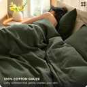 Bedsure Muslin Duvet Cover Queen Size - 100% Cotton 3-Layer Gauze Duvet Cover PureWoven Ultra-Soft & Breathable Bedding Set with Zipper Closure and 8 Corner Ties (Olive Green, Queen, 90"x90")