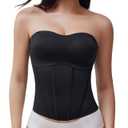 USEASY Women's Strapless Top Black Tanktop Women Flat Tummy Shapewear Strapless Tank Tops for Women with Soft Tummy Control Black XL (Black, XL)