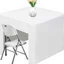 34 x 34 inch Square Fitted Open Back Tablecloth for Folding Table Washable Polyester Table Cover for Trade Show Wedding Party Picnic Outdoor Events White