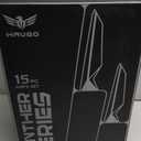 Kitchen Knife Set with Block: 15-Piece High Carbon Stainless Steel Professional Knives - Comfortable Grip Reduces Hand Fatigue 30% - Dishwasher Safe and Sharpener - Black Knife Set for Cooking