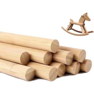 25 PCS Dowel Rods Wood Sticks Wooden Dowel Rods - 1 x 12 Inch Unfinished Bamboo Sticks - for Crafts and DIYers