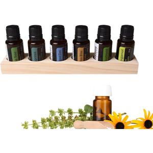 RoseFlower 6 Slots Wooden Essential Oil Organizer, Nail Polish Shelf, Durable wood Makeup Display Stand, Makeup Storage Rack for Tabletop Essential Oils Perfume Rack for 5/10/15/20ml Bottles
