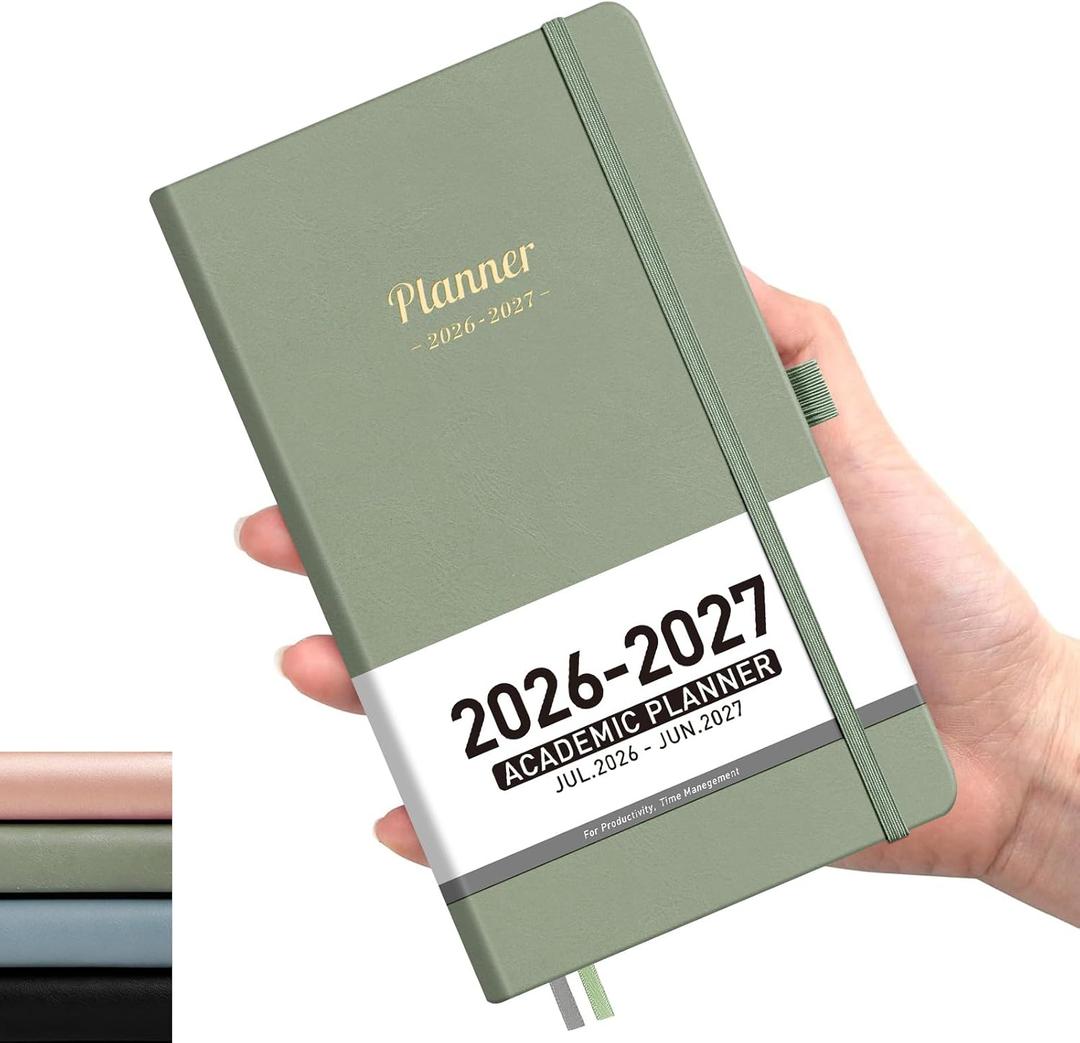 AHGXG Pocket Calendar 2026-2027, July 2026 - June 2027, Academic Planner, Weekly and Monthly, Small Size for Purse, Hardcover, 12-Month Tabs, for Women, School, 3.9"X 6.7" (Sage Green)