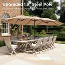 SUPERJARE 15FT Outdoor Patio Umbrella with Base Included, Double Sided Pool Umbrellas with Fade Resistant Canopy, Extra-Large Table Umbrella for Deck, Market, Backyard, Beige