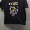 Birthday Boy with Neon Cake T-Shirt (Small, Black)