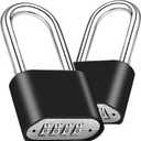 2pcs Combination Lock, 4-Digit Heavy Duty Combo Lock, Combination Padlock Outdoor Waterproof Gate Locks for Outdoor Fence, Locker, Sheds, Gym, Gate Hasps (2pcs, Long Shackle)