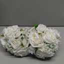 Wedding Bridesmaid Bouquets Set of 2, Artificial Silk Flowers Arrangement for Ceremony Marriage Proposal Party Anniversary Decorations - White