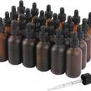 NOOEEISS 24 Pack, 2oz Glass Dropper Bottle, Preety Texture Tincture Bottles with Precise Scales Eye Droppe, for All Kinds Of Mixed Liquids,Leak-Proof Design for Easy Travel (Amber Frosted)