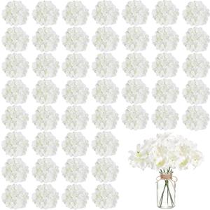 WEISPARK 100PCS Artificial Hydrangea Flowers, Fake Flowers Silk Hydrangea Full Flowers Heads with Stems for Wedding Home Party Shop Baby Shower Decor (Ivory)