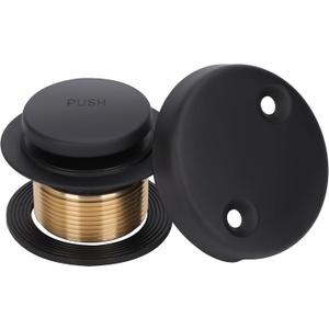 PRIMSOPH Tip-Toe Tub Drain Trim Kit with Two Hole Overflow Faceplate Conversion Kit Assembly Universal Fine Coarse Thread Replacement Matte Black