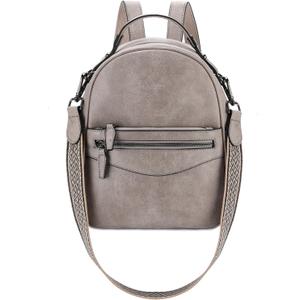 RAVUO Mini Backpack Purse for Women, Cute Convertible Leather Handbag Multipurpose Shoulder Bags Travel Daypack 3 Ways to Carry,Grey
