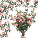 Daifunli 10pack Artificial Peach Branches 27 Inch Realistic Artificial Peach Fruits with Green Leaves Simulation Branches Decoration for Vase Home Party Decoration