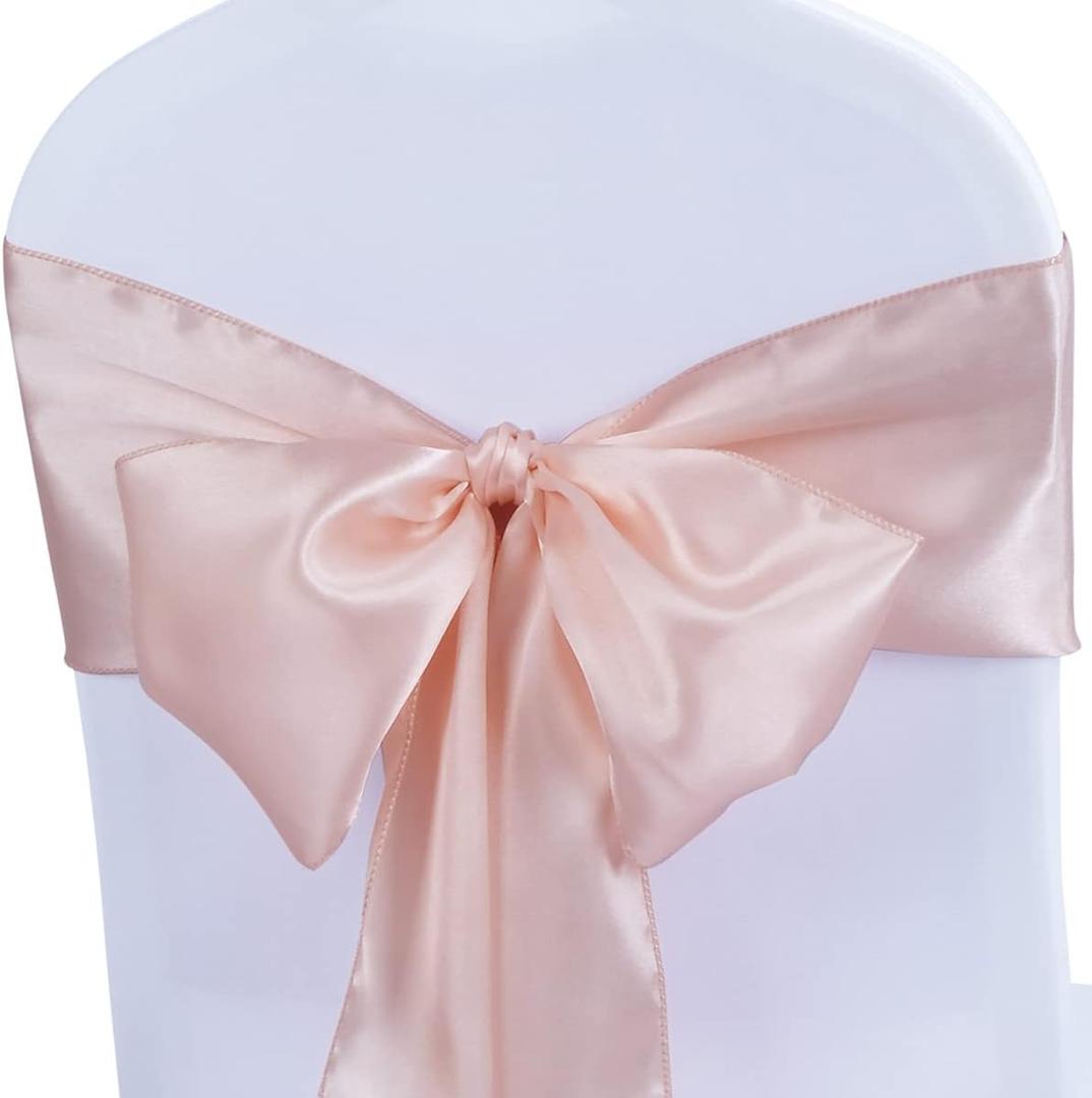 Satin Chair Sashes Ties - Babenest Upgraded 50 pcs Chair Ribbons Bows for Wedding Banquet Party Christmas Baby Shower Events Decoration (Blush Pink)