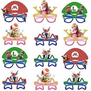 Nyhpar Superhero Paper Party Glasses Birthday Decorations, Game Brothers Party Favors Photo Prop for Boys Girls Birthday Gift (12PCS)