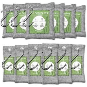 12 Pack Bamboo Air Purifying Bag, Activated Charcoal Bags Odor Absorber, Moisture Absorber, Natural Car Air Freshener, Shoe Deodorizer, Odor Eliminators For Home, Pet, Closet (6x50g, 6x150g)